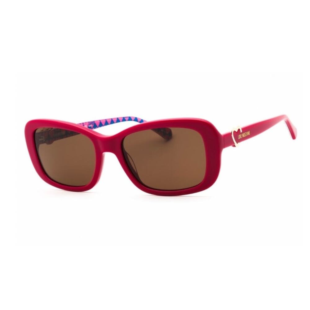 New LOVE MOSCHINO Womens Fuchsia Rectangular Sunglasses